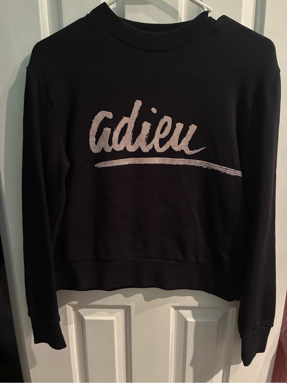 Women's Black 'Adieu' Graphic Crewneck Sweatshirt